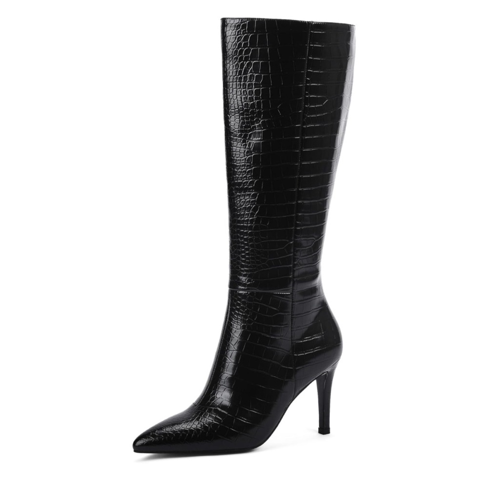 Women’s Knee-High Boots. Crocodile Print